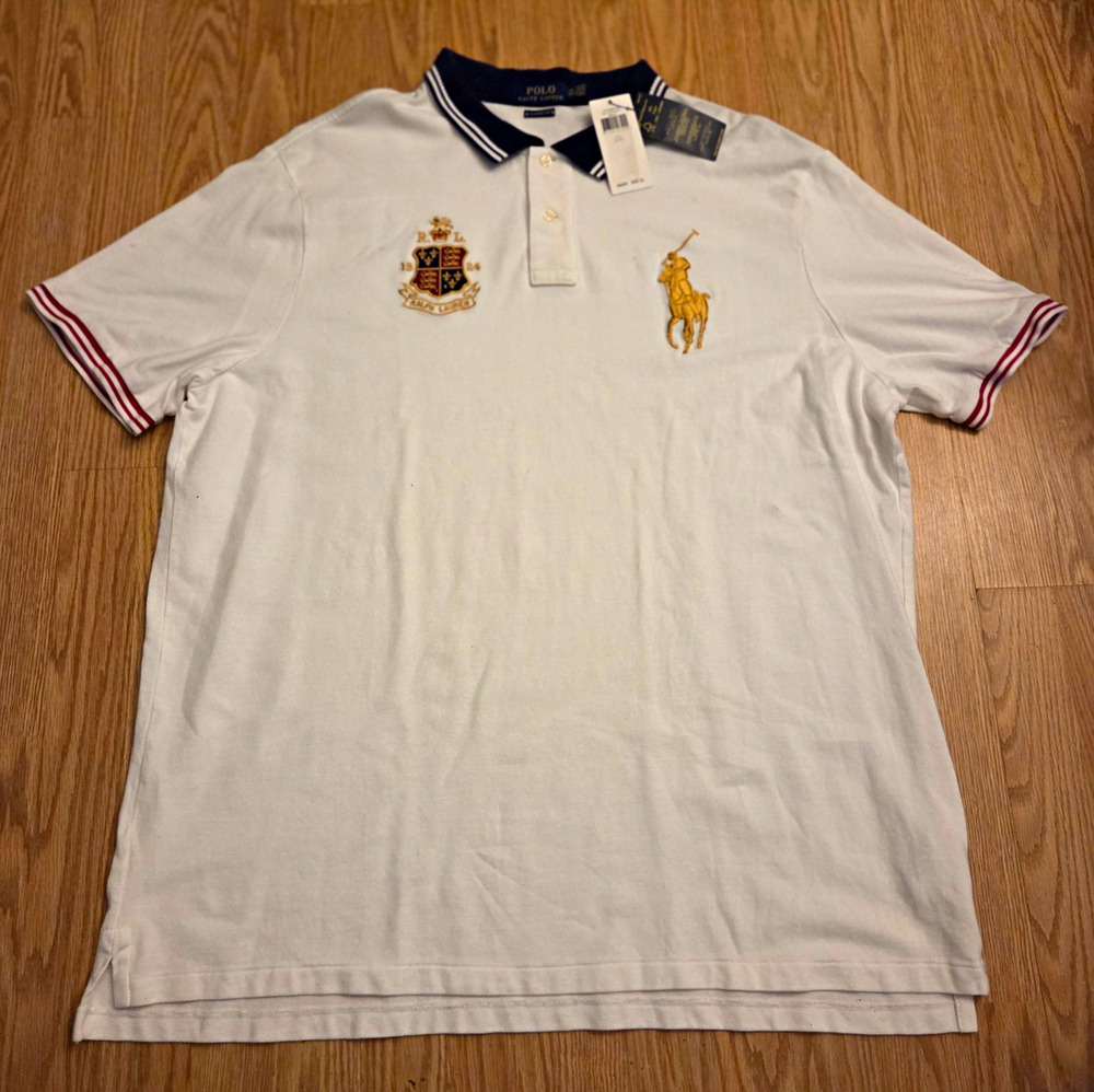 Polo Ralph Lauren Classic Fit White Polo Shirt 2XL NWT Big Horse & Crest